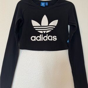 Adidas Black Crop Top with White Logo